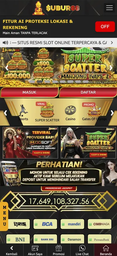 Tampilan aplikasi Subur88asli